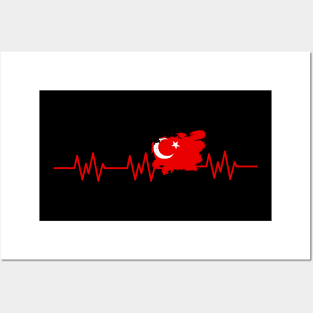 Turkey Flag Heartbeat Turkish Pulse Posters and Art